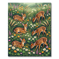 Whimsical Fawn and Wildflower Meadow Landscape Rug