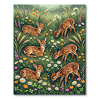 Whimsical Fawn and Wildflower Meadow Landscape Rug