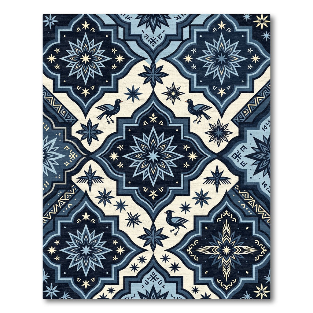 Midnight Starry Celestial Bird Tile Rug