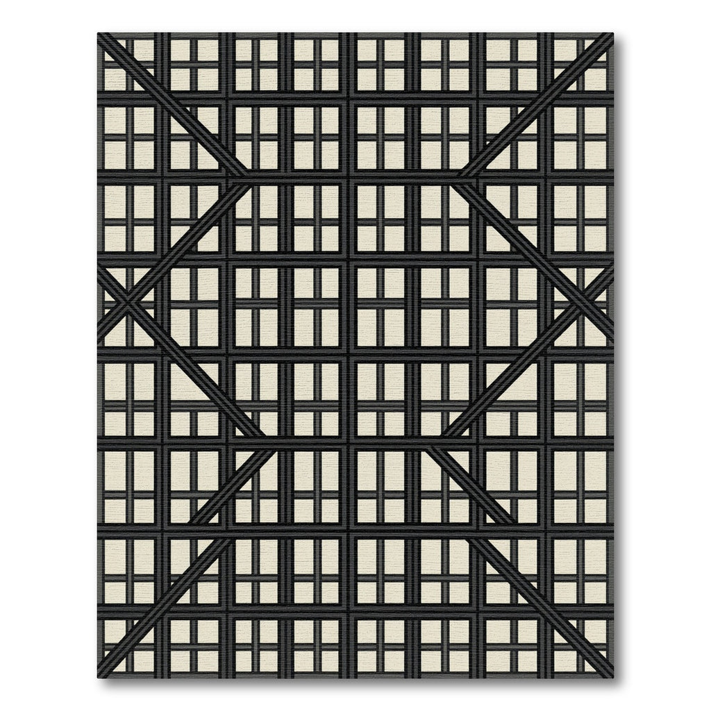 Modern Neutral Cream Grid Lattice Rug