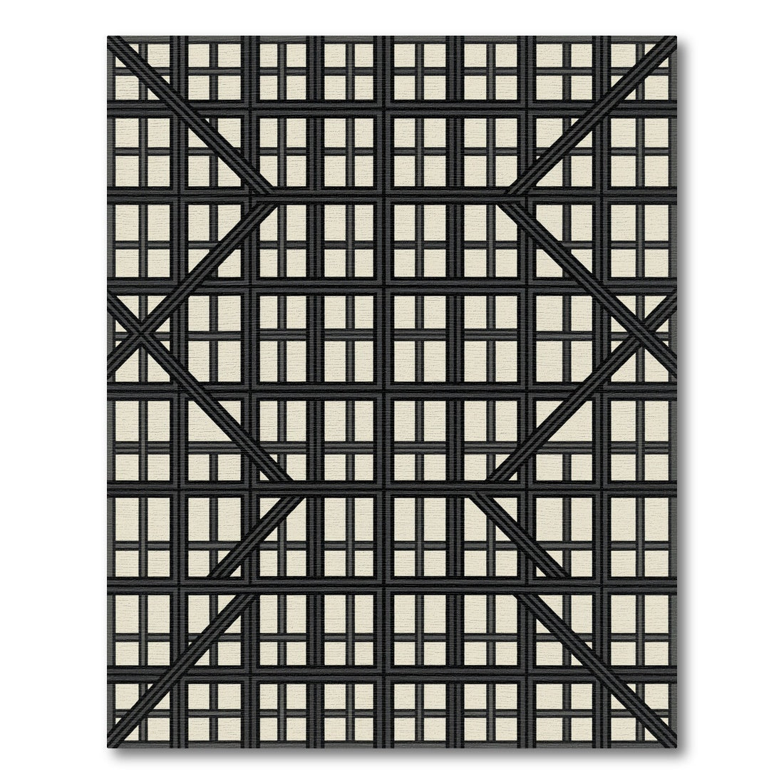 Modern Neutral Cream Grid Lattice Rug