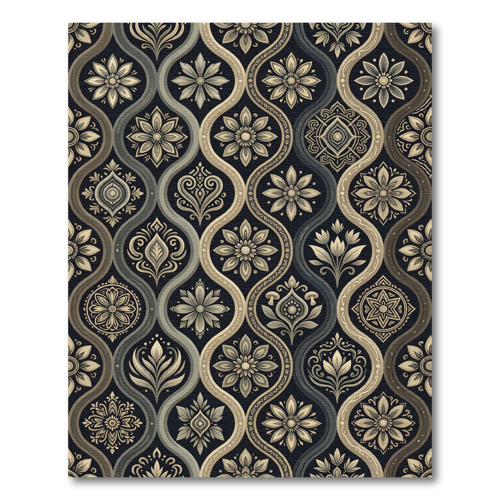 Earthy Floral Wave Medallion Rug