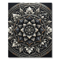 Ornate Silver Floral Monochromatic Medallion Rug