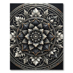 Ornate Silver Floral Monochromatic Medallion Rug