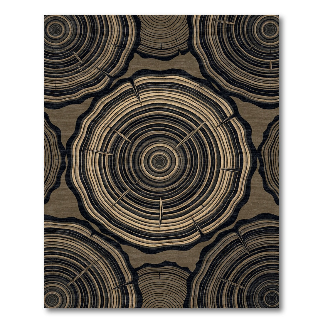 Brown Wood Grain Circles Rug