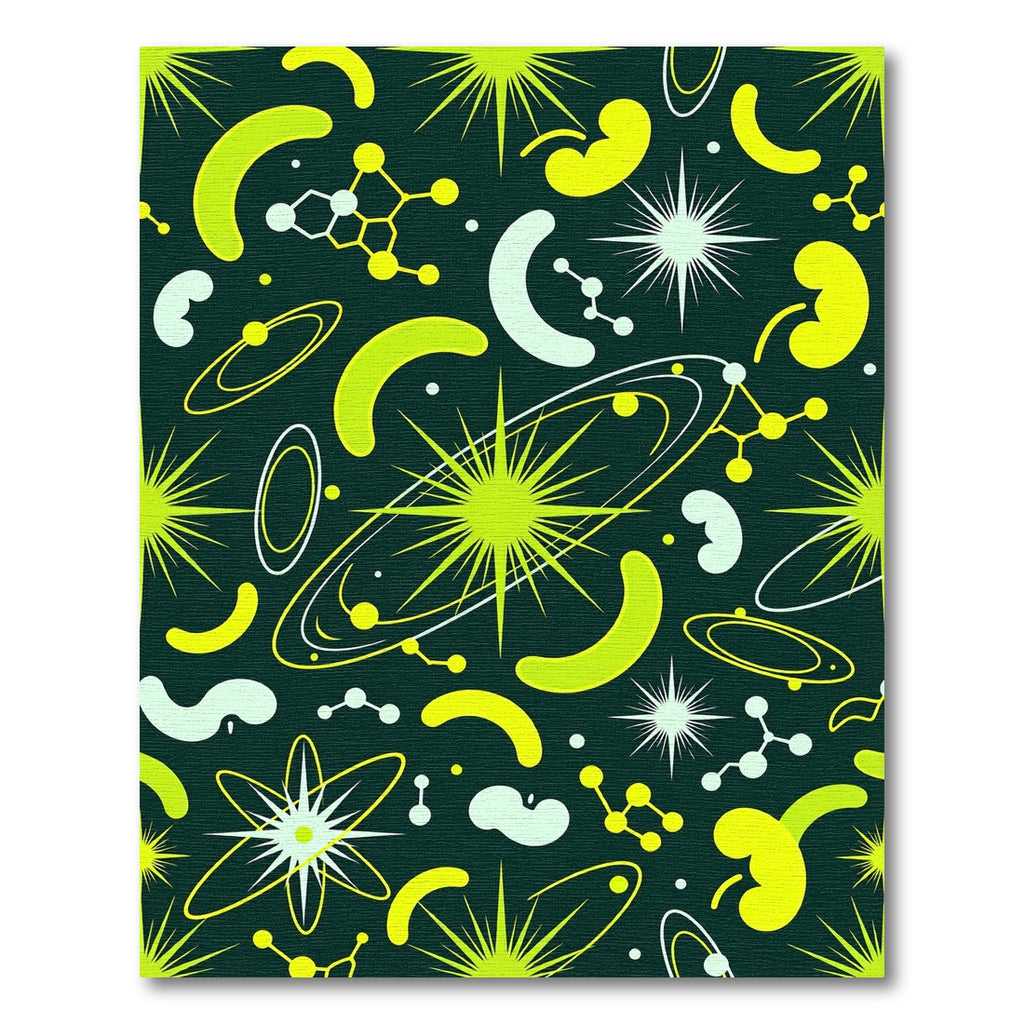 Science Green Yellow Molecular Stars Rug