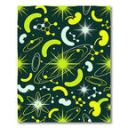 Science Green Yellow Molecular Stars Rug