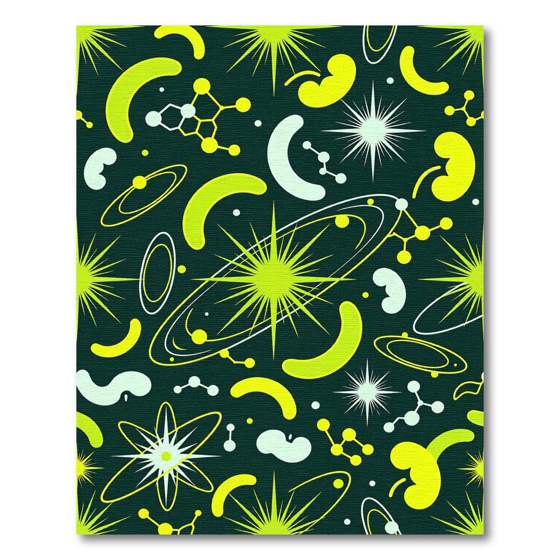 Science Green Yellow Molecular Stars Rug