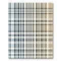 Modern Blue and Beige Plaid Crosshatch Rug