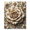 Elegant Cream Rose Filigree Floral Scroll Rug