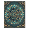 Teal Flourish Medallion with Golden Accents Rug