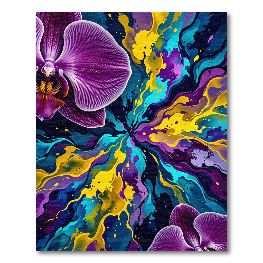 Vibrant Orchid Splash Abstract Swirl Rug