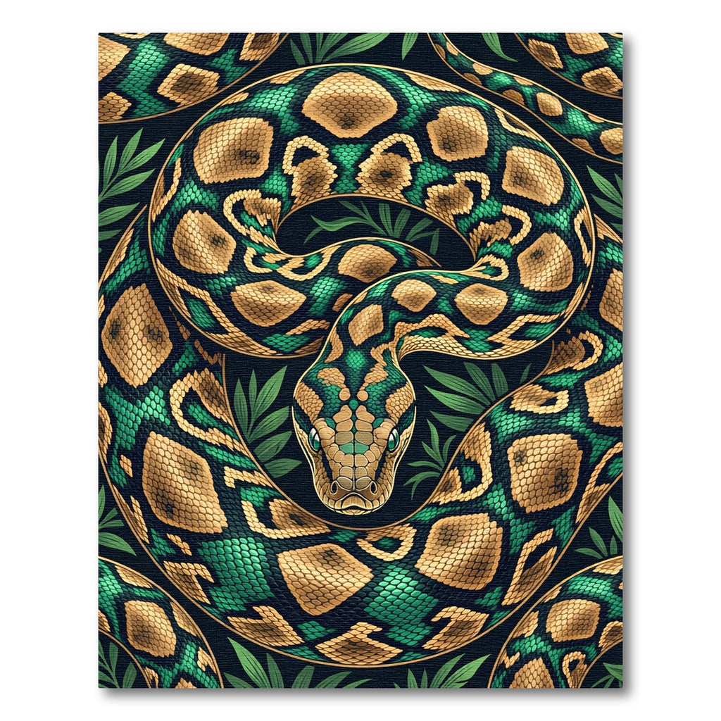 Emerald Gold Python Jungle Pattern Rug
