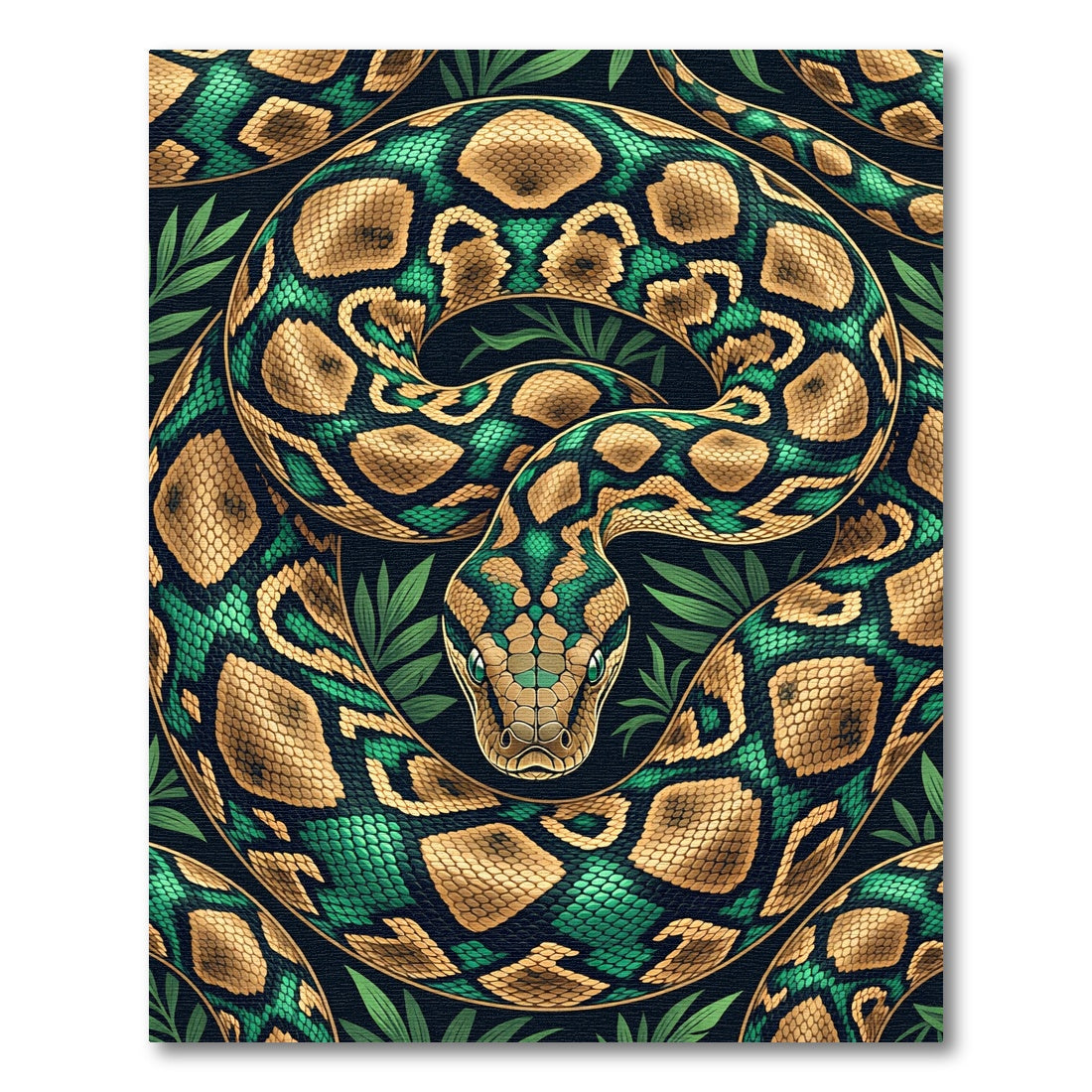 Emerald Gold Python Jungle Pattern Rug
