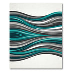 Teal and Gray Abstract Wavy Curves Rug