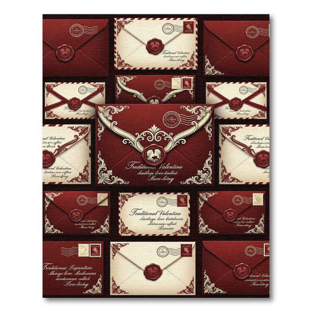 Rich Red Heart Seal Envelopes Rug