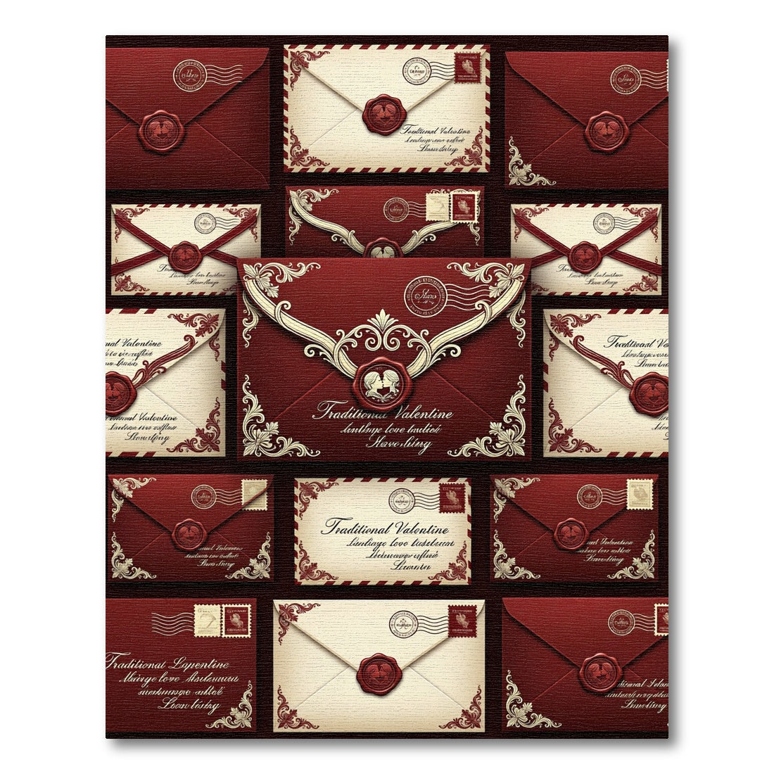 Rich Red Heart Seal Envelopes Rug