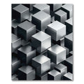 Modern Metallic Silver 3D Cube Grid Rug