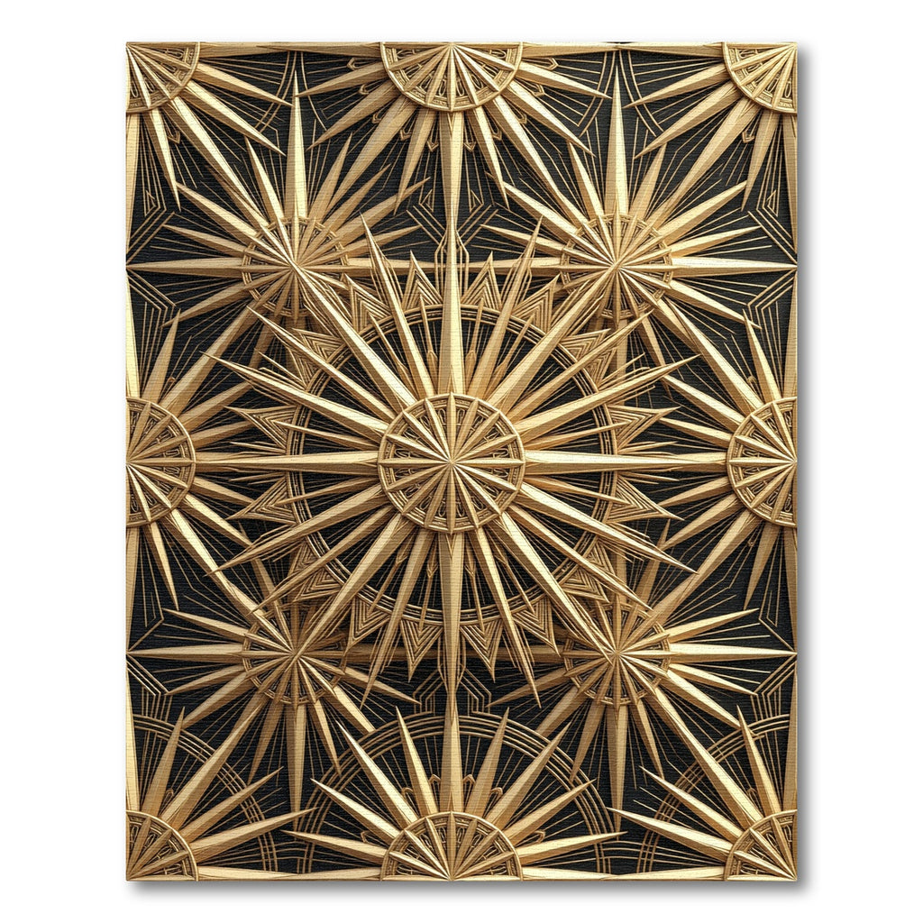 Gold Radiating Geometric Sunburst Art Rug