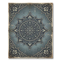 Vintage Slate Blue Ornate Floral Medallion Rug