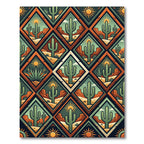 Earthy Southwest Cactus Geometric Diamond Decor Rug