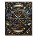 Antique Gold Ornate Celestial Star Art Rug