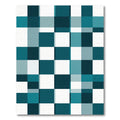 Modern Teal Grid Geometric Squares Rug