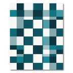 Modern Teal Grid Geometric Squares Rug