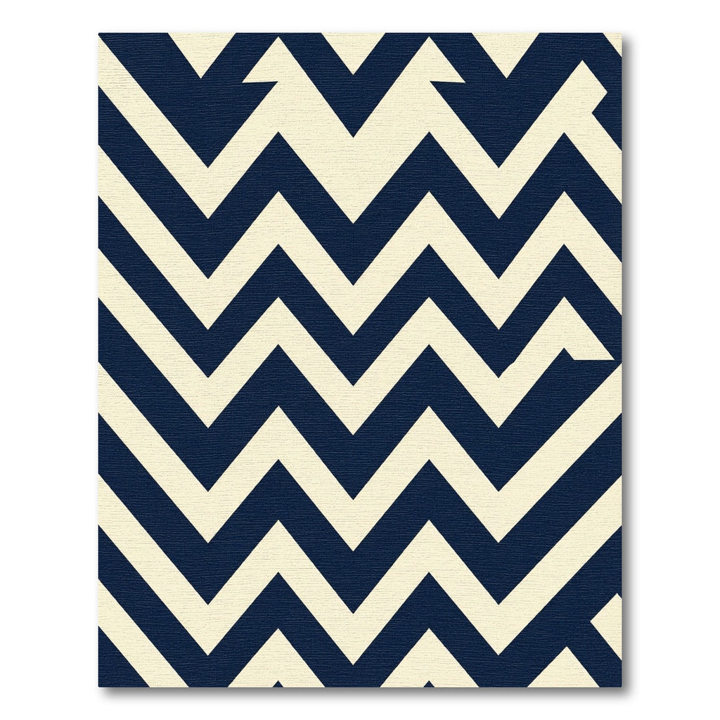 Navy and Cream Sharp Chevron Zigzag Rug