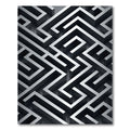 Monochromatic Silver Geometric Labyrinth Rug