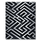 Monochromatic Silver Geometric Labyrinth Rug