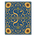 Blue Yellow Sunflower Art Nouveau Rug