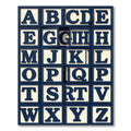 Navy Bold Alphabet Block Tile Grid Rug