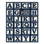 Navy Bold Alphabet Block Tile Grid Rug