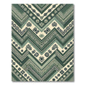 Sage Green Chevron Zigzag Tribal Art Rug