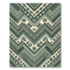 Sage Green Chevron Zigzag Tribal Art Rug