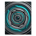 Cyan Abstract Circular Vortex Art Rug