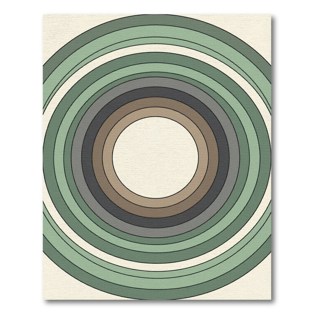 Earthy Sage Concentric Circular Minimalist Rug