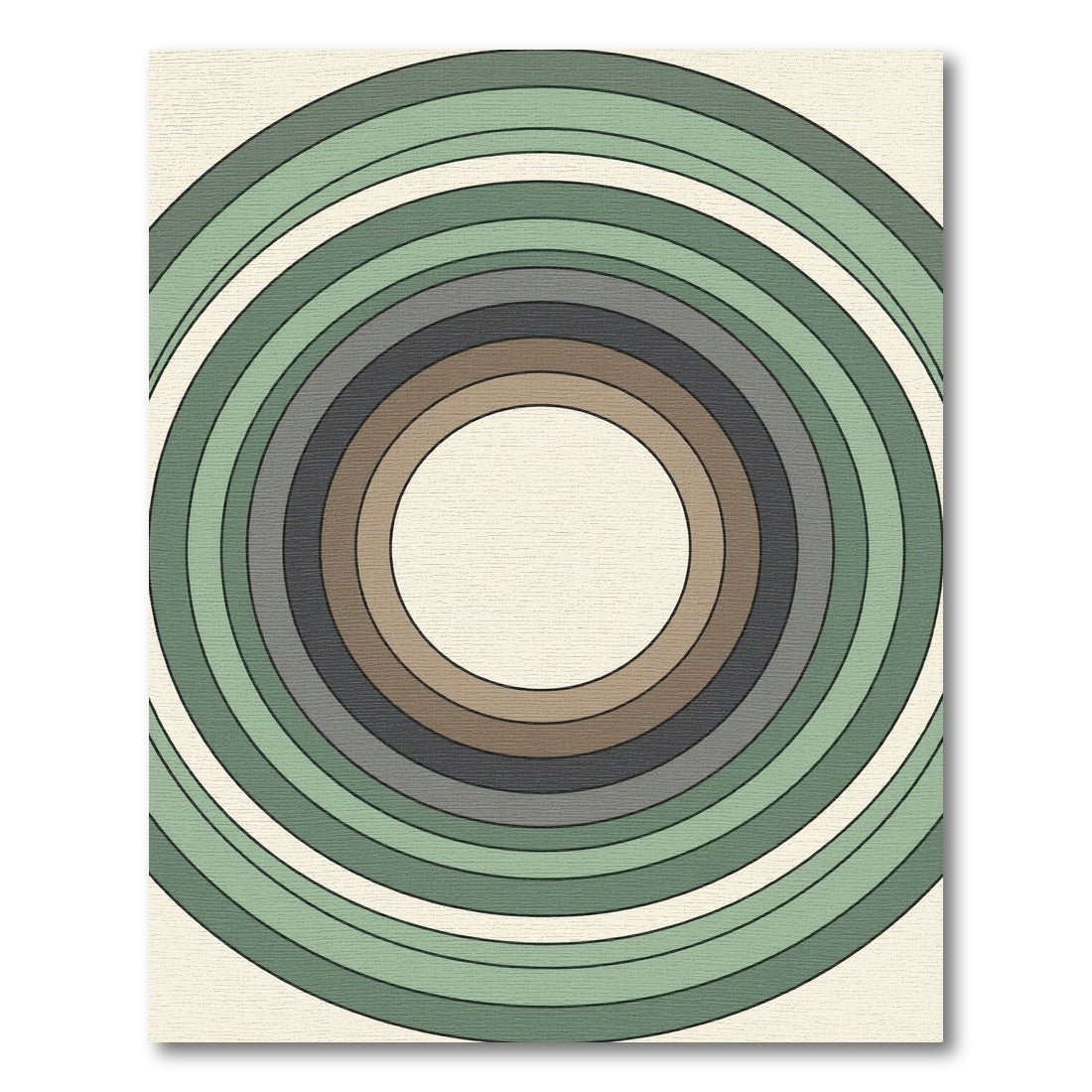 Earthy Sage Concentric Circular Minimalist Rug