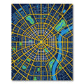 Modern Midnight Blue Urban Grid Map Rug