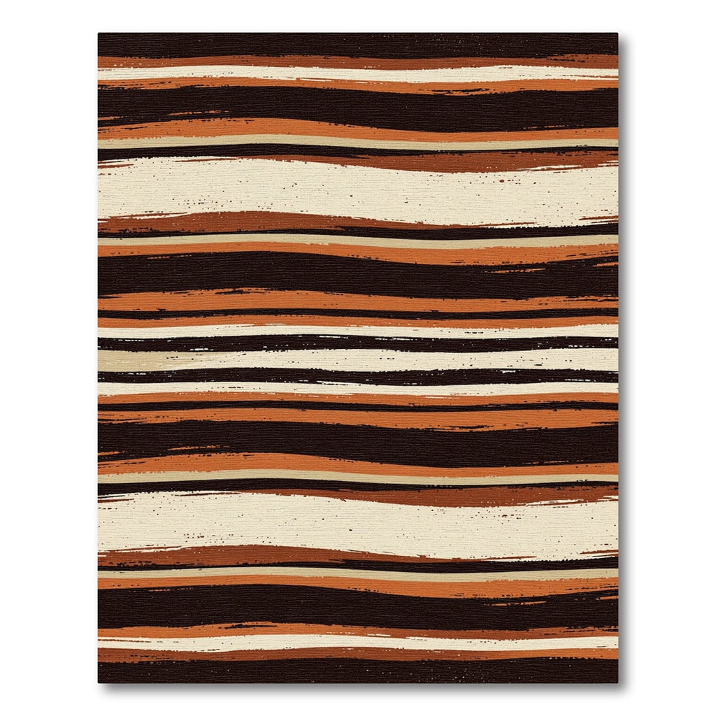 Earthy Brown Cream Wavy Layered Stripe Rug
