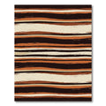 Earthy Brown Cream Wavy Layered Stripe Rug
