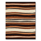 Earthy Brown Cream Wavy Layered Stripe Rug