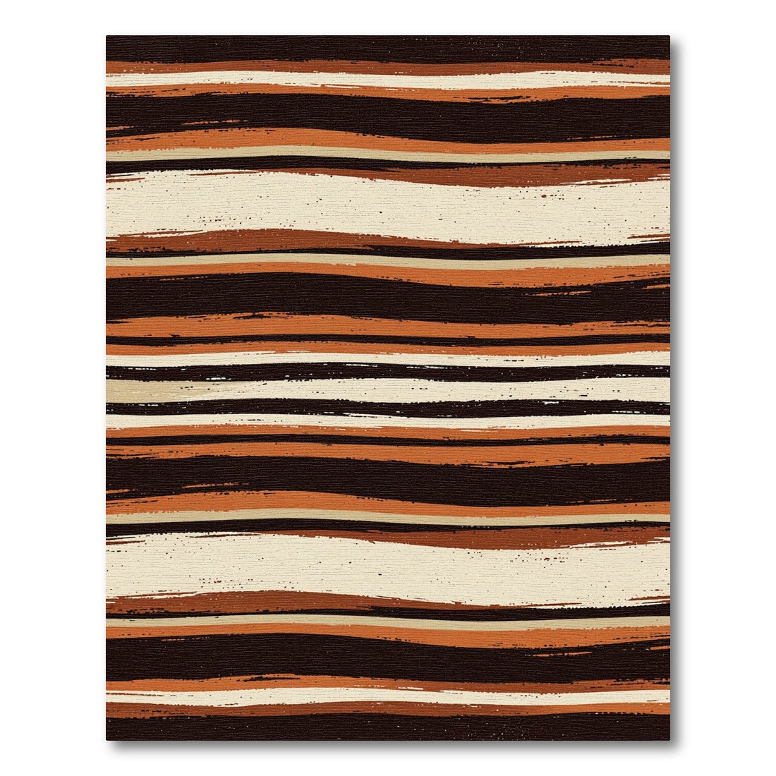 Earthy Brown Cream Wavy Layered Stripe Rug