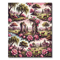 Pink Peony Floral Arch Landscape Rug