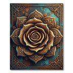 Ornate Metallic Bronze Floral Mandala Rug