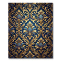 Royal Blue Gold Damask Ornate Scroll Rug