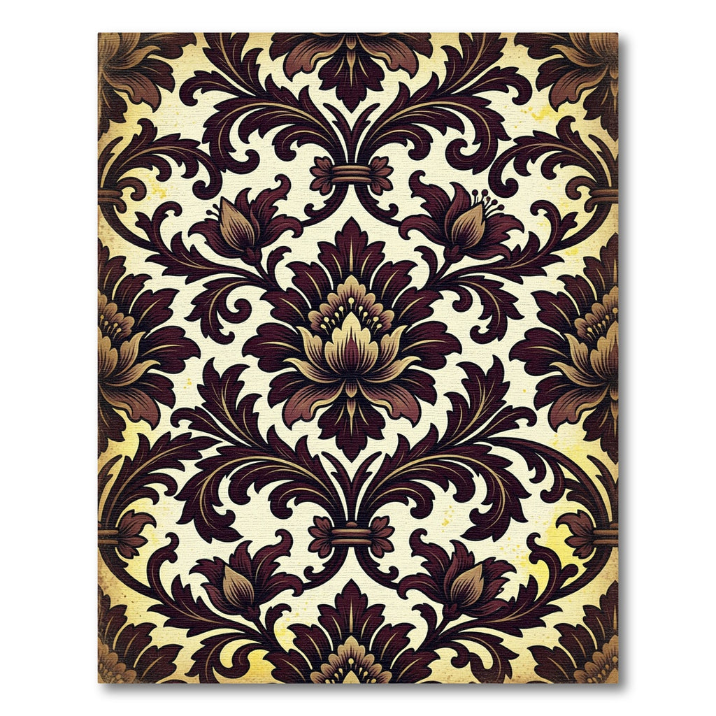 Rich Vintage Floral Damask Aubergine Rug