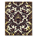 Rich Vintage Floral Damask Aubergine Rug