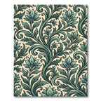 Elegant Sage Leafy Foliage Scroll Rug